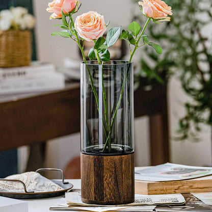 Scandinavian Glass Wooden Vase