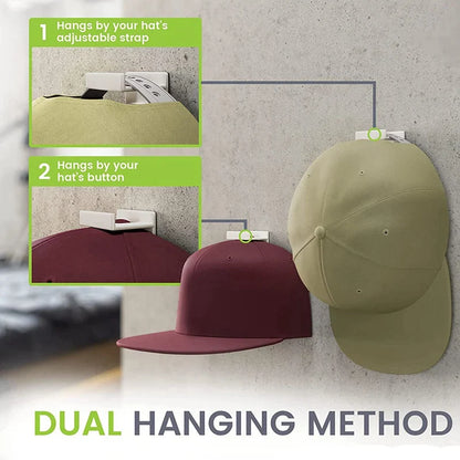 12-Hook Baseball Cap Wall Rack – Adhesive Hat Organizer for Easy Storage