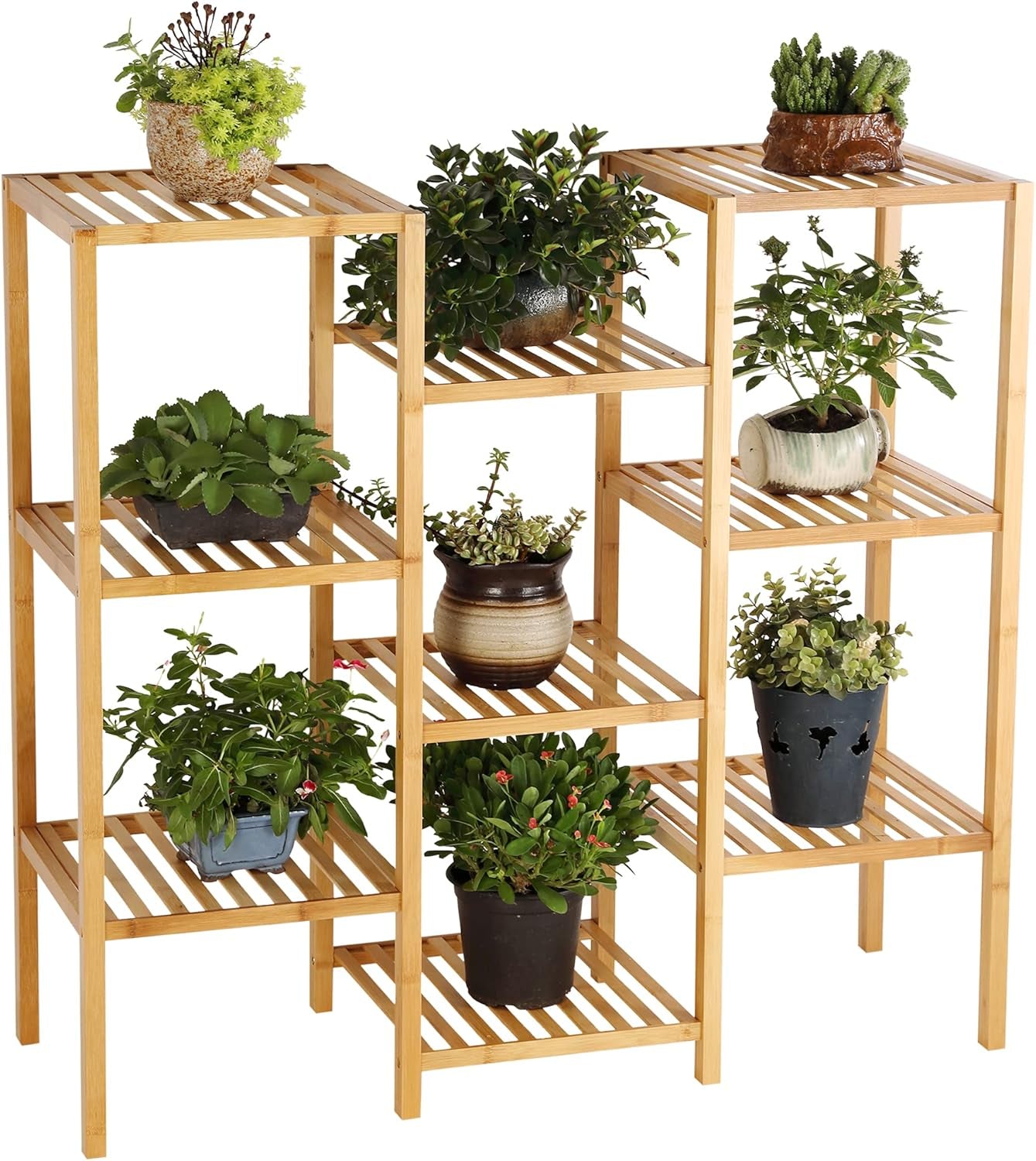 Elegant Bamboo Multi-Tier Plant Stand & Utility Shelf