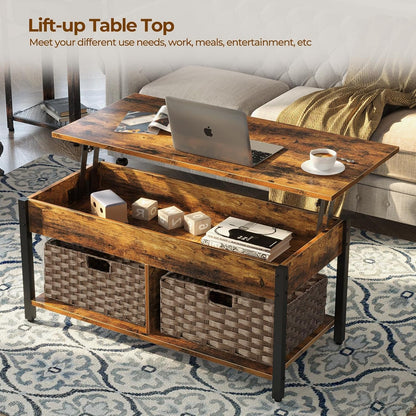 Lift-Top Coffee Table with Baskets