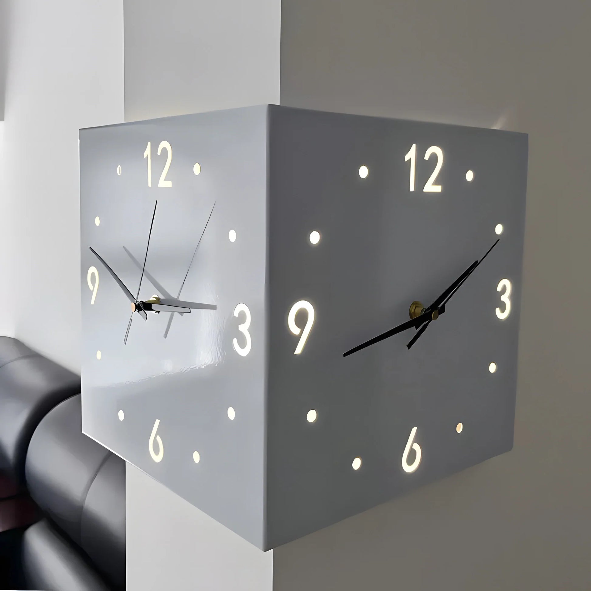 Smart Corner Clock with Motion-Activated Backlight