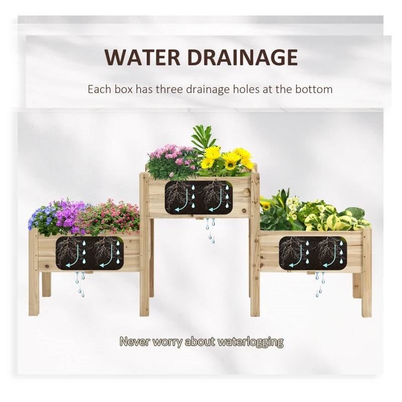 FarmHouse 3-Tier Elevated Wooden Garden Planter