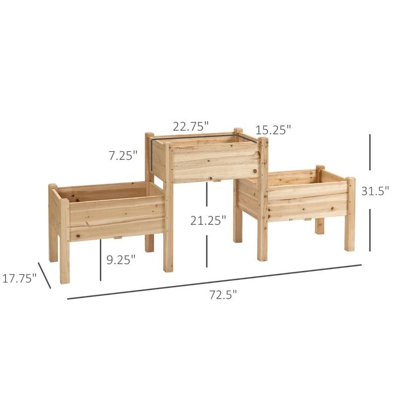 FarmHouse 3-Tier Elevated Wooden Garden Planter