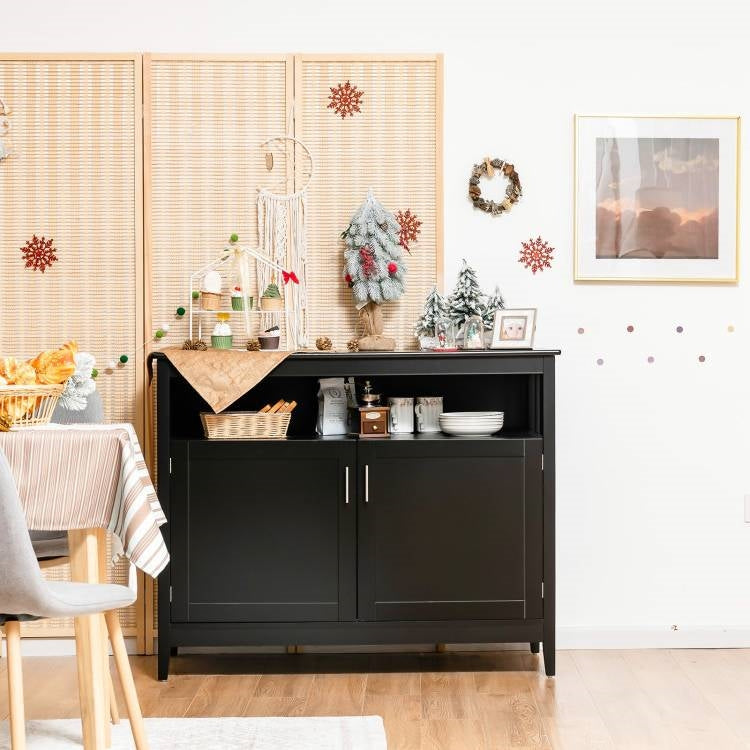 Dining Buffet Cabinet with Open Storage Shelf