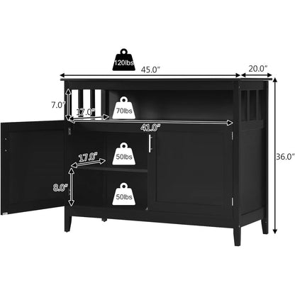 Dining Buffet Cabinet with Open Storage Shelf