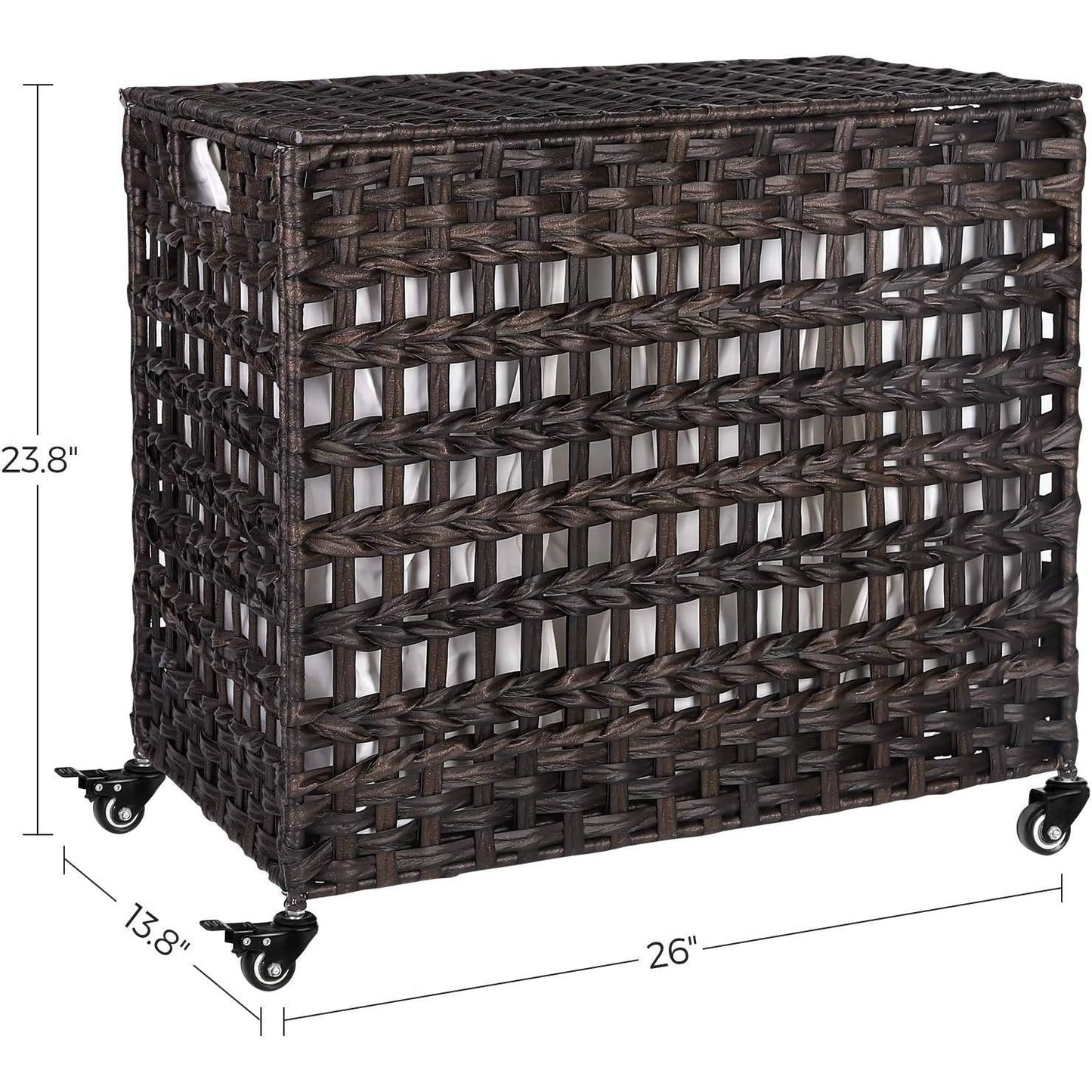 3-Basket Laundry Hamper with Removable Cotton Bags