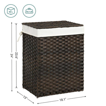 24-Gal Laundry Hamper with Removable Cotton Liner Bag