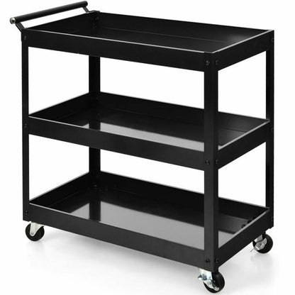 Black Utility Cart on Wheels