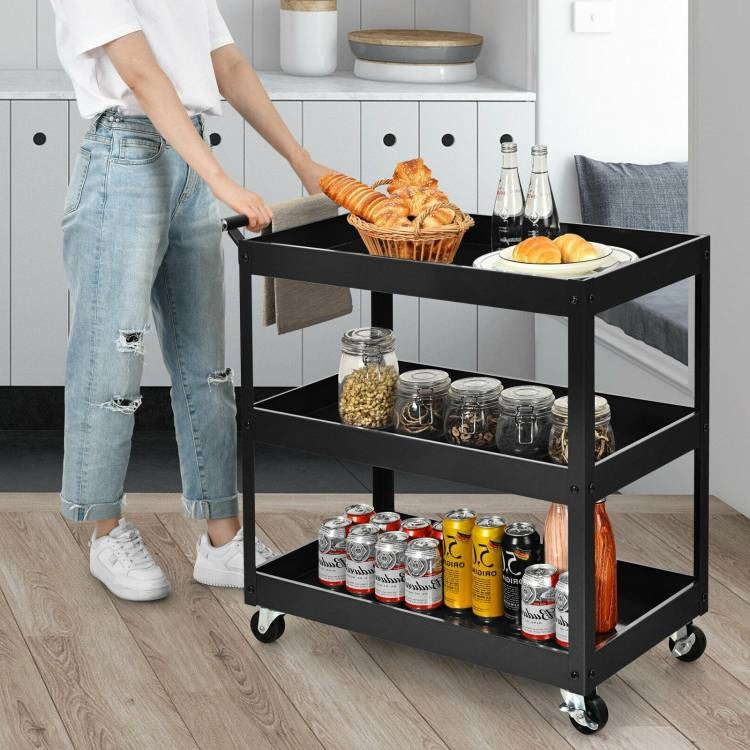 Black Utility Cart on Wheels