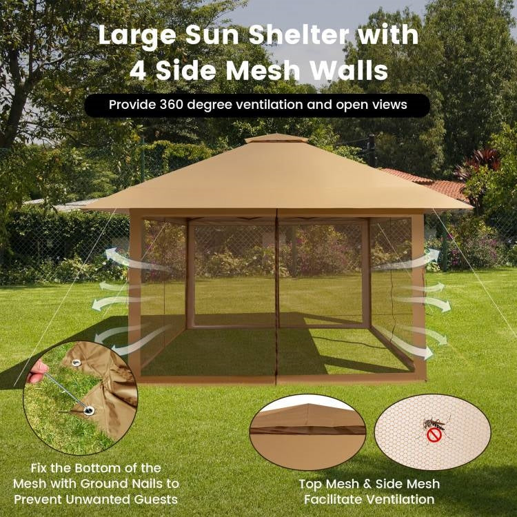 Brown 13 x 13 Ft Pop-Up Gazebo