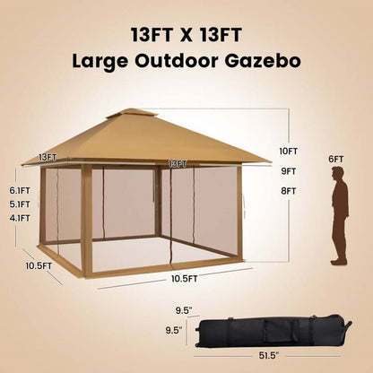 Brown 13 x 13 Ft Pop-Up Gazebo