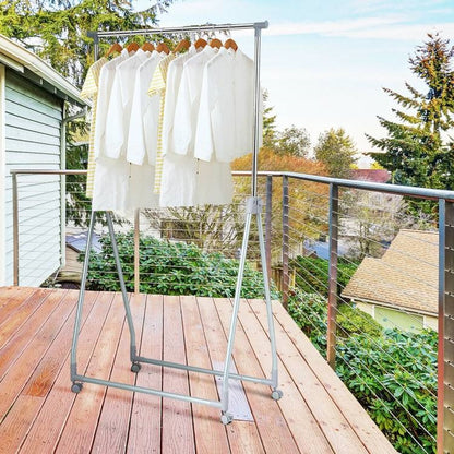 Adjustable Metal Garment Rack with Lockable Wheels