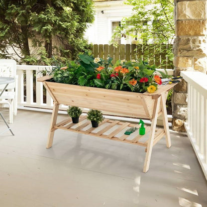 Farmhouse 5-ft 2-Tier Large Natural Wooden Raised Planter Box