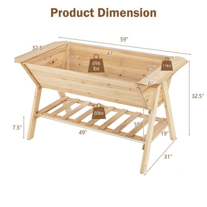 Farmhouse 5-ft 2-Tier Large Natural Wooden Raised Planter Box