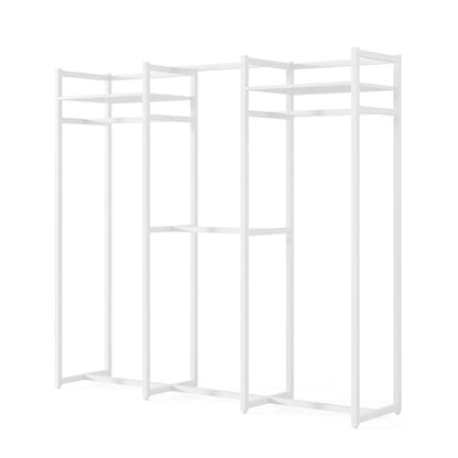 Heavy Duty White Metal Freestanding Garment Rack with 4 Clothes Rods