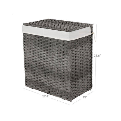 Grey 29-Gallon Laundry Hamper with Dual Compartments and Washable Liners