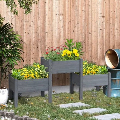 FarmHouse 3-Tier Wooden Elevated Planter