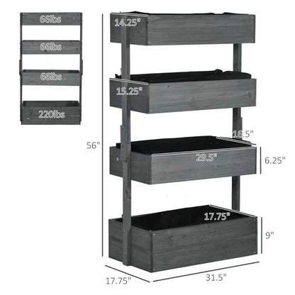 4 Tier Vertical Wooden Planter Box Raised Bed