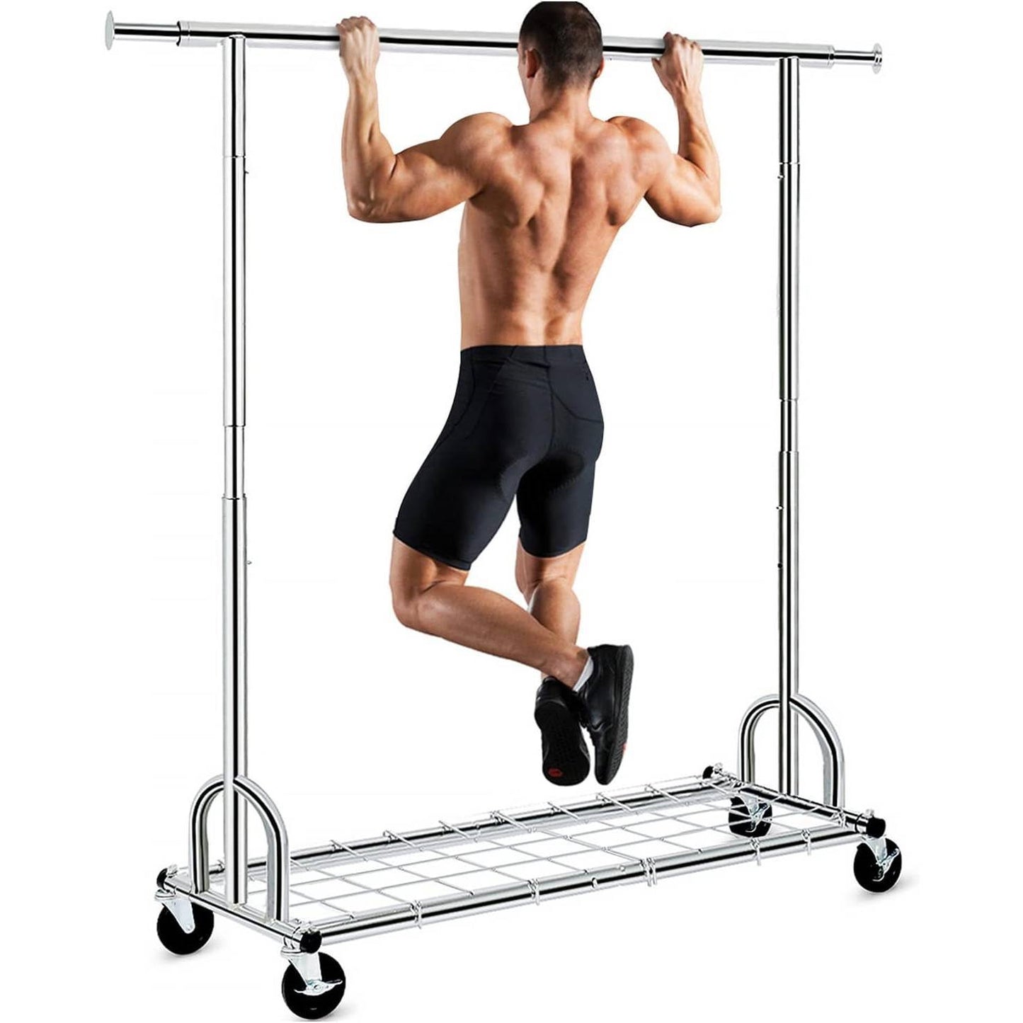 Industrial Strength Rolling Clothes Rack - 450 lb Capacity with Locking Wheels