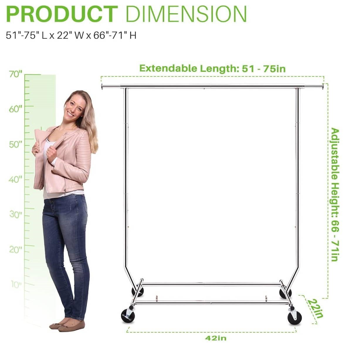 Durable Rolling Garment Rack - 250 lb Capacity with Lockable Casters