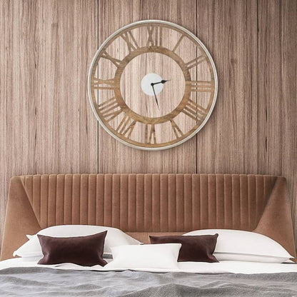 Natural Wood Roman Numerals Wall Clock