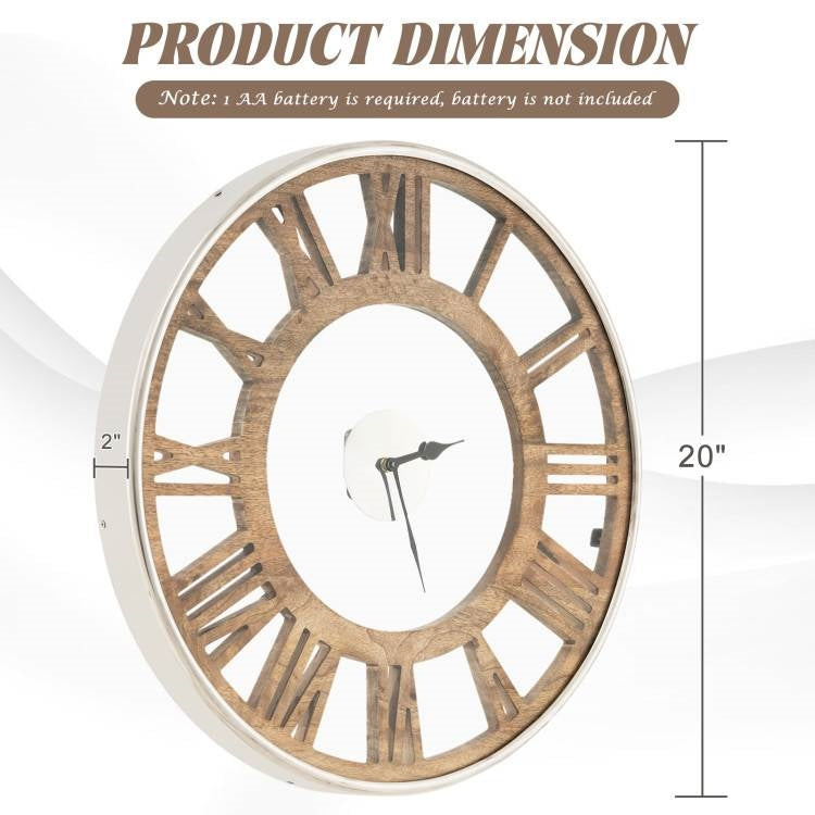 Natural Wood Roman Numerals Wall Clock