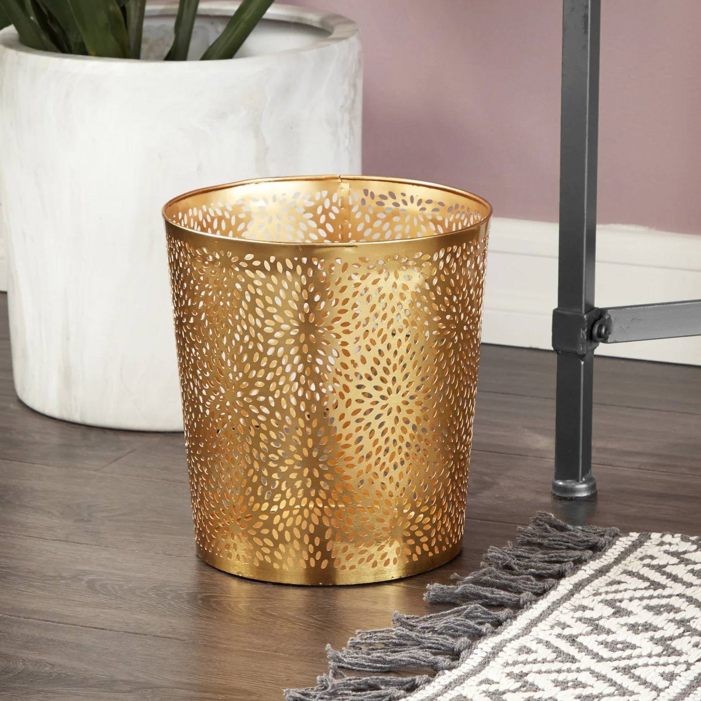 1.3-Gallon Copper Gold Perforated Metal Waste Basket