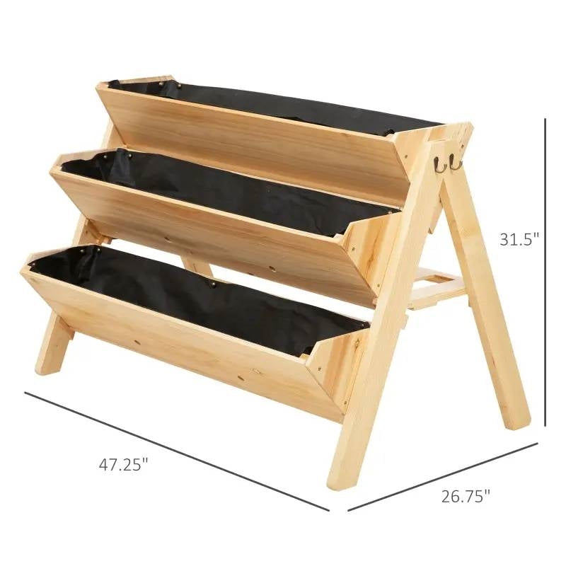 3-Tier Fir Wood A-Frame Elevated Planter Box