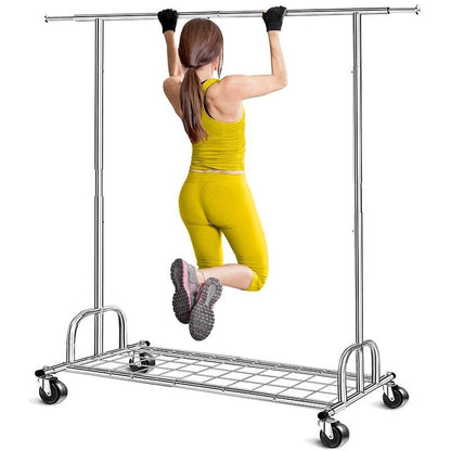 Heavy Duty Metal Garment Rack on Lockable Casters - 450lb Capacity