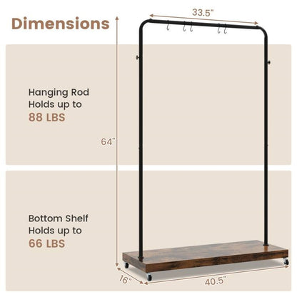 Elegant Industrial Metal Pipe Clothing Rack with Bottom Shelf