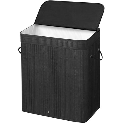 Black Bamboo 26-Gal Laundry Hamper with Removable Cotton Bag