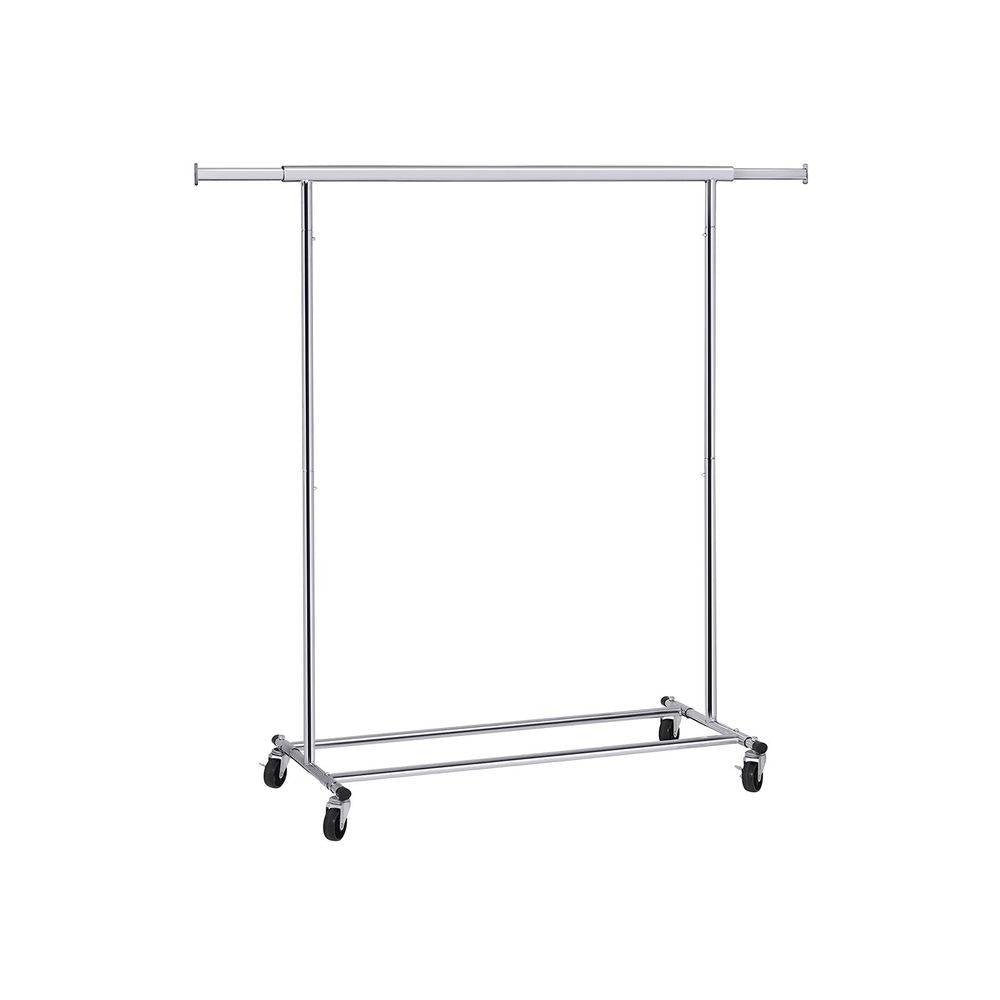 Silver Metal Garment Rack on Wheels