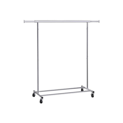 Silver Metal Garment Rack on Wheels