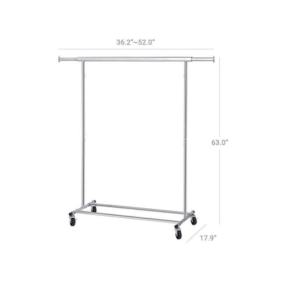 Silver Metal Garment Rack on Wheels