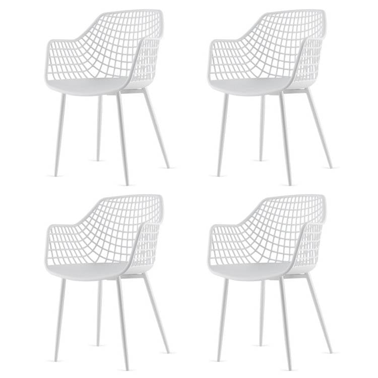 Set of 4 Modern Mid-Century White Mesh Dining Chair with Ergonomic Backrest