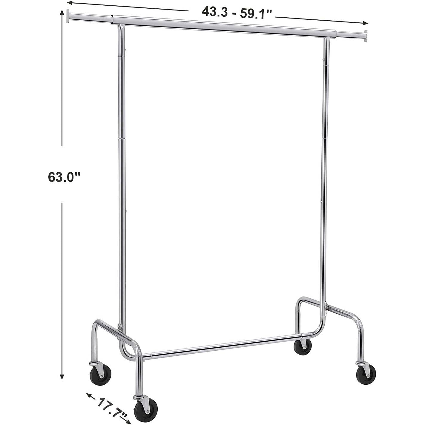 Heavy Duty Metal Tube Clothes Garment Rack on Wheels