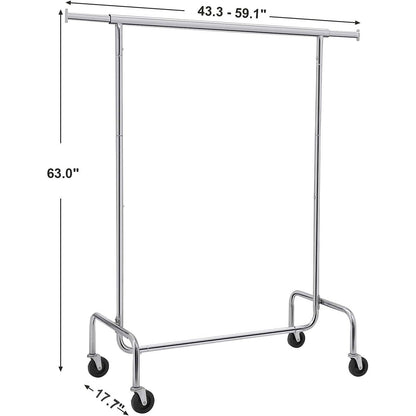 Heavy Duty Metal Tube Clothes Garment Rack on Wheels