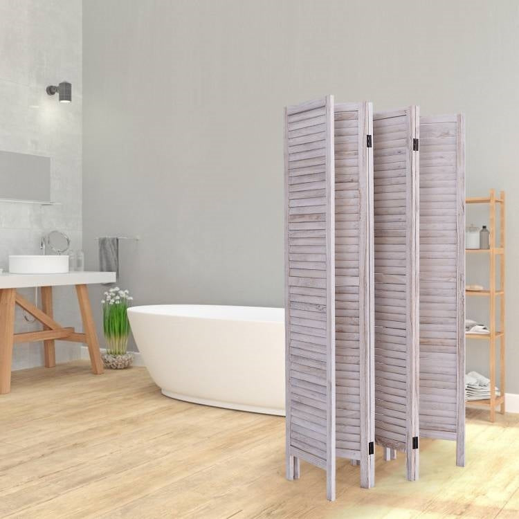 White 6-Panel Louvered Room Divider