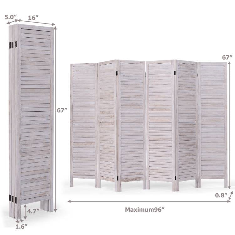 White 6-Panel Louvered Room Divider