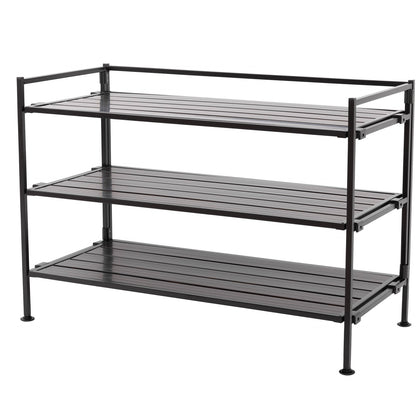 3-Tier Metal Espresso Brown Shoe Rack