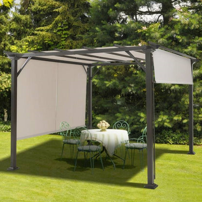 10 x 10 Ft Heavy Duty Metal Pergola with Beige Canopy