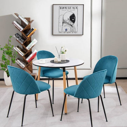 Set of 4 Mid-Century Modern Black Mesh Dining Chair with Ergonomic Backrest