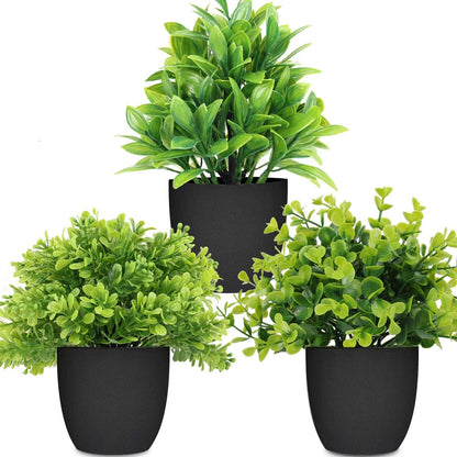 Elegant Faux Eucalyptus Potted Plants – Set of 3 for Home and Office Decor