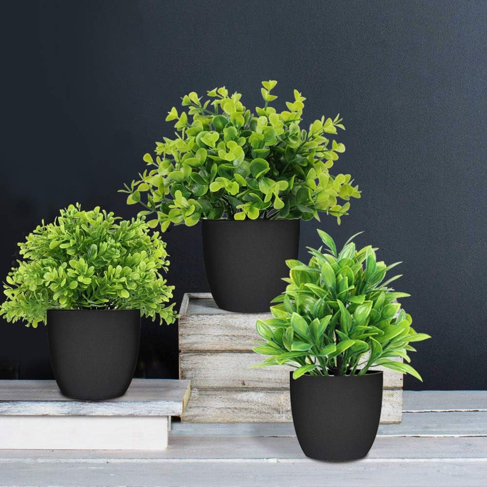 Elegant Faux Eucalyptus Potted Plants – Set of 3 for Home and Office Decor