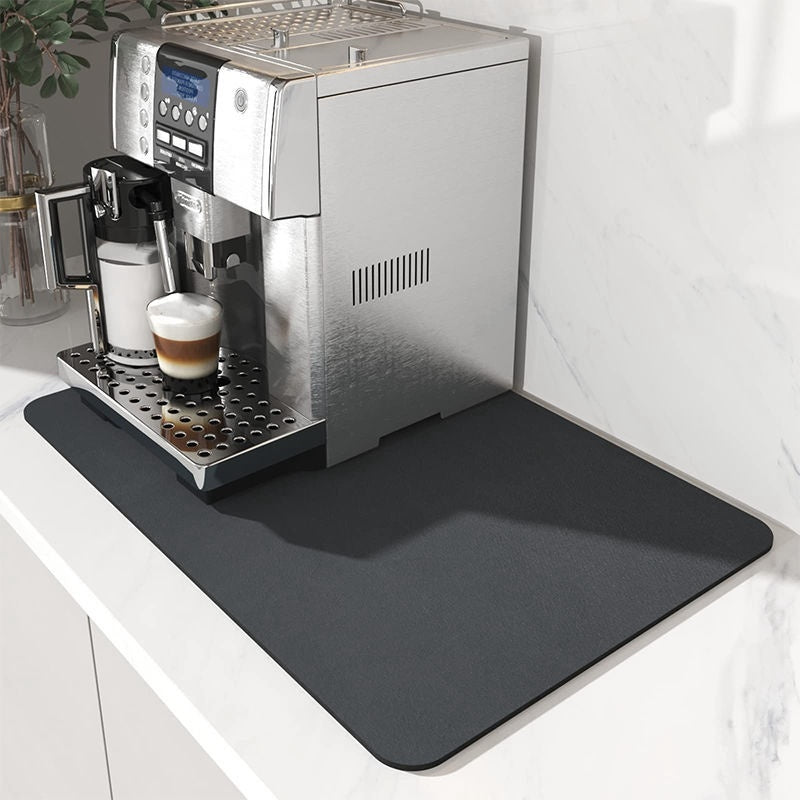 Stain-Hide Coffee Bar Mat: Absorbent Diatomite Protection