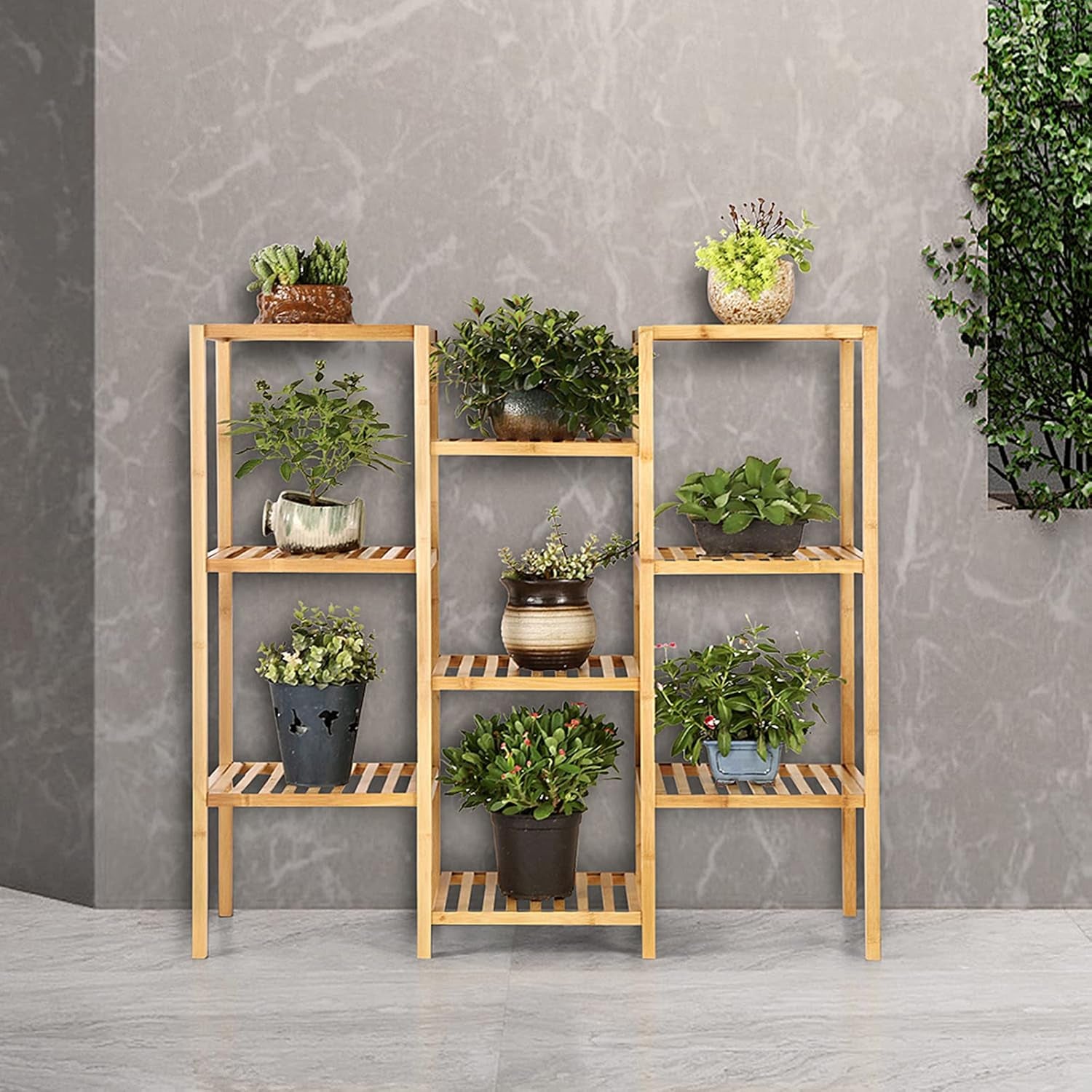 Elegant Bamboo Multi-Tier Plant Stand & Utility Shelf